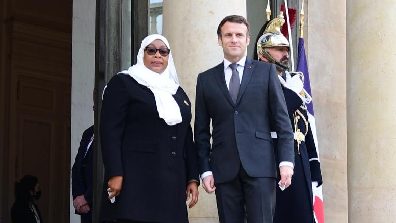 Samia Suluhu Hassan with Emmanuel Macron