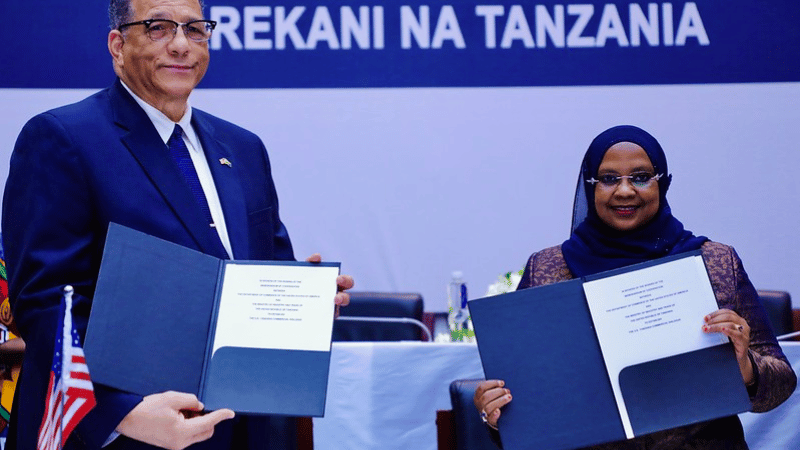 US Ambassador to Tanzania Michael Battle With Minister of Trade Ashatu Kijaji